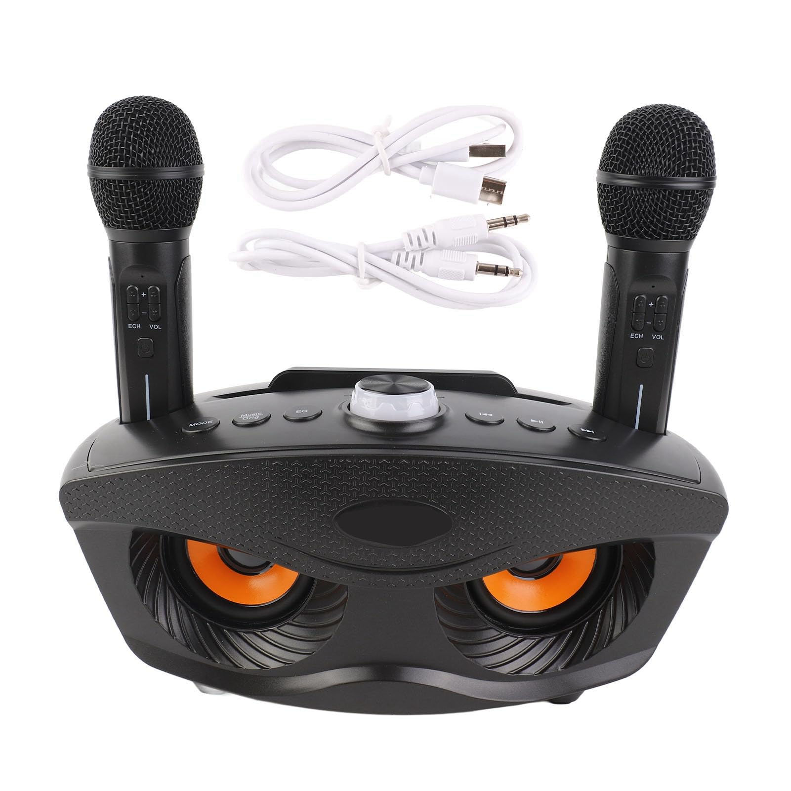 Yunseity Karaoke Machine, Portable Speaker System with 2 Microphone, Owl Rechargeable Battery Speaker for Home, Party, Wedding, Picnic Outdoors Indoors Activities