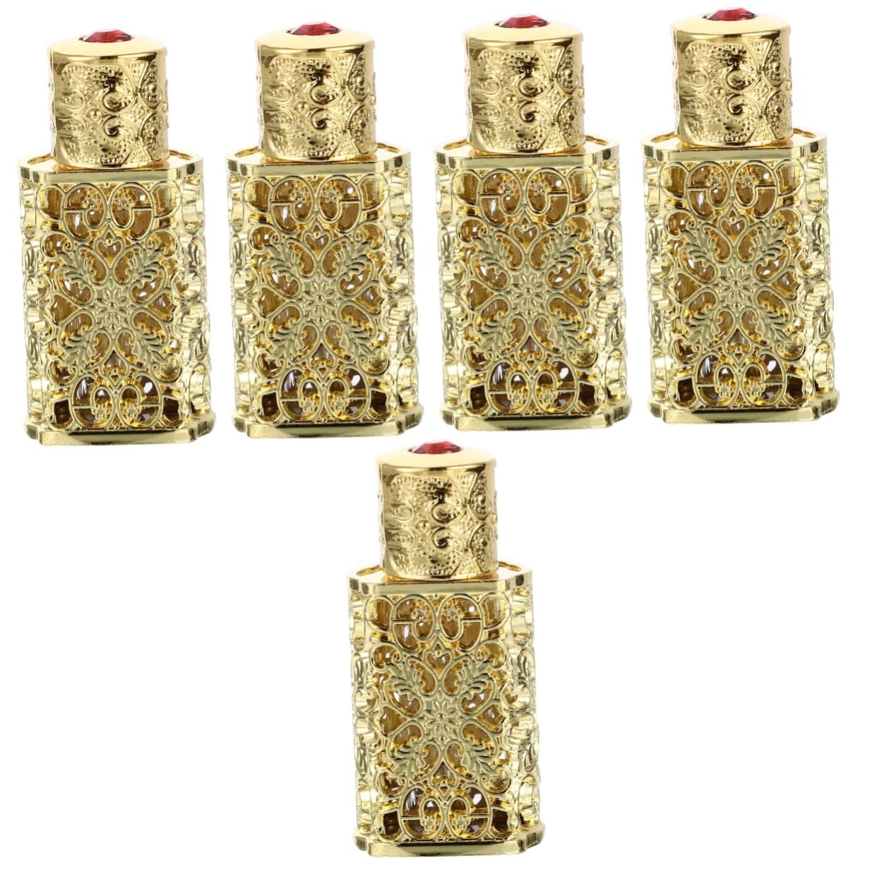 5 Piezas De Metal Botella De Aceite Esencial Oud Botella Spray Elegante Botella De Perfume Botellas De Perfume Vintage Recargable Botella De Perfume Líquido Botella De Niebla