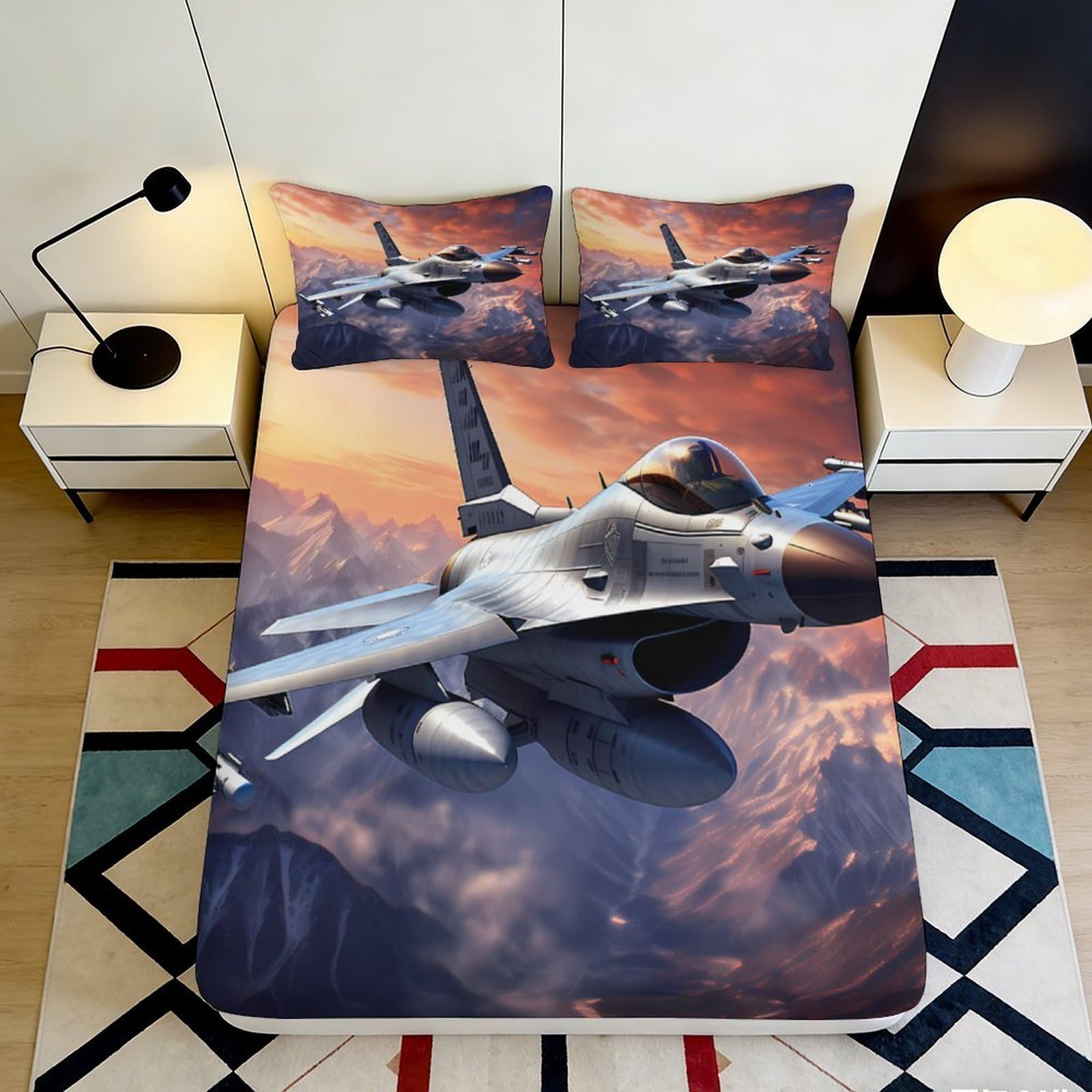 3D Printed Construction Vehicles Fitted Sheet Microfiber Deep Pocket Non-Slip Kids Bedroom Machinery Mattress Fitted Cover 120x200x25cm