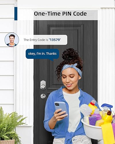 Miniatura 8 de TEEHO Cerradura de puerta de entrada sin llave con manija de perilla, cerrojo de teclado electrónico con perilla de puerta, cerradura inteligente