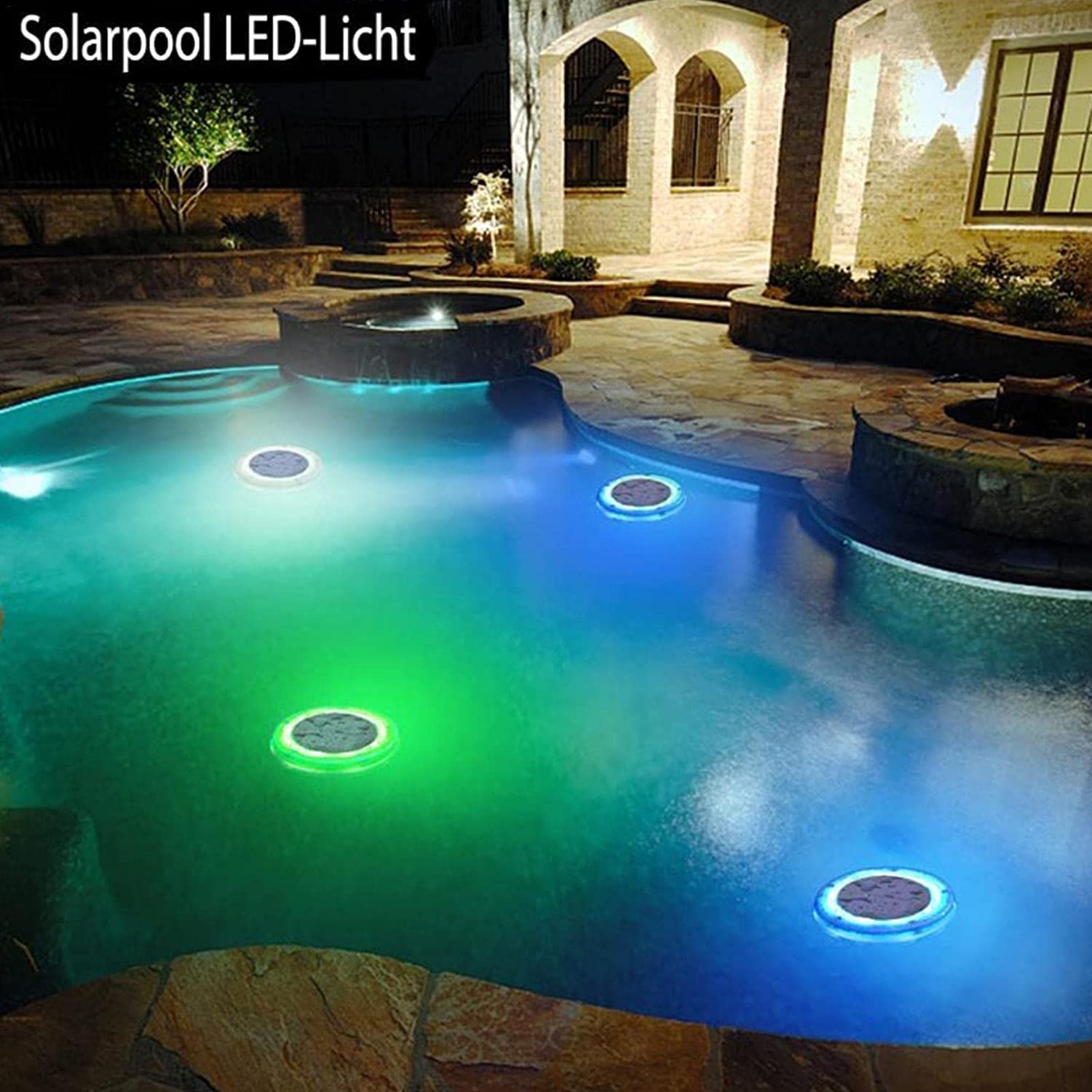 Poolbeleuchtung Solar Pool Licht Unterwasser, Pool Beleuchtungen Solar Unterwasser Licht, Wasserdichtes Poollampe Solarpoollicht für Pool Teich Badewanne Brunnen Aquarium Garten Rasen (4PCS)