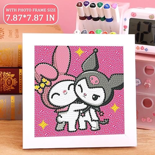 Miniatura 4 de KYOQFVN Kits de pintura artística de diamantes para niños con marco de madera, kits de arte de diamantes 5D para principiantes, arte de gemas