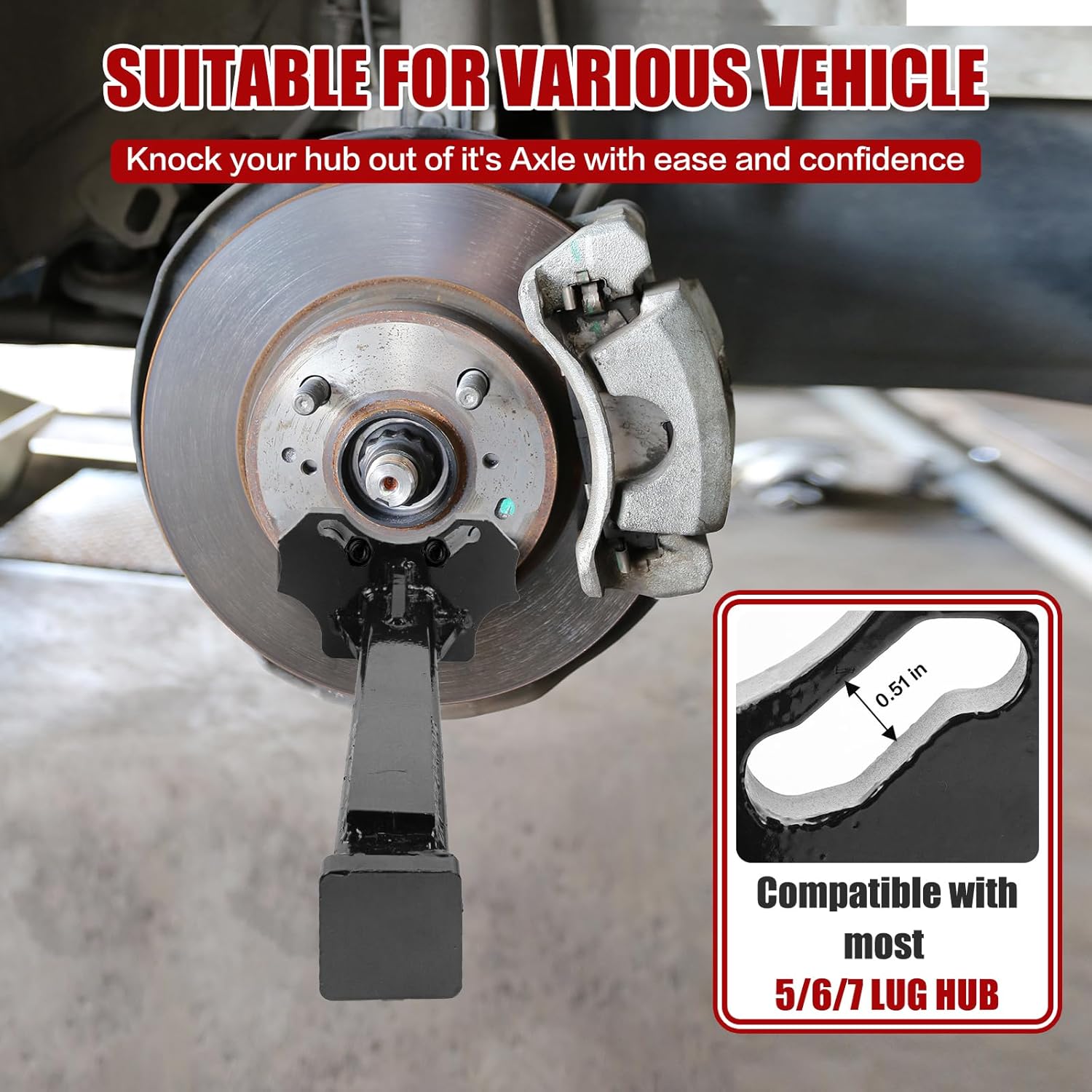 8629 Wheel Hub Removal Tool, Wheel Bearing Removal Tool, Wheel Hub Removal Tool, Replace for ATD Tools. Compatible with All Axle Stud Hubs with 5, 6 and 8 Bolts, with Nuts and Washers - Image 2