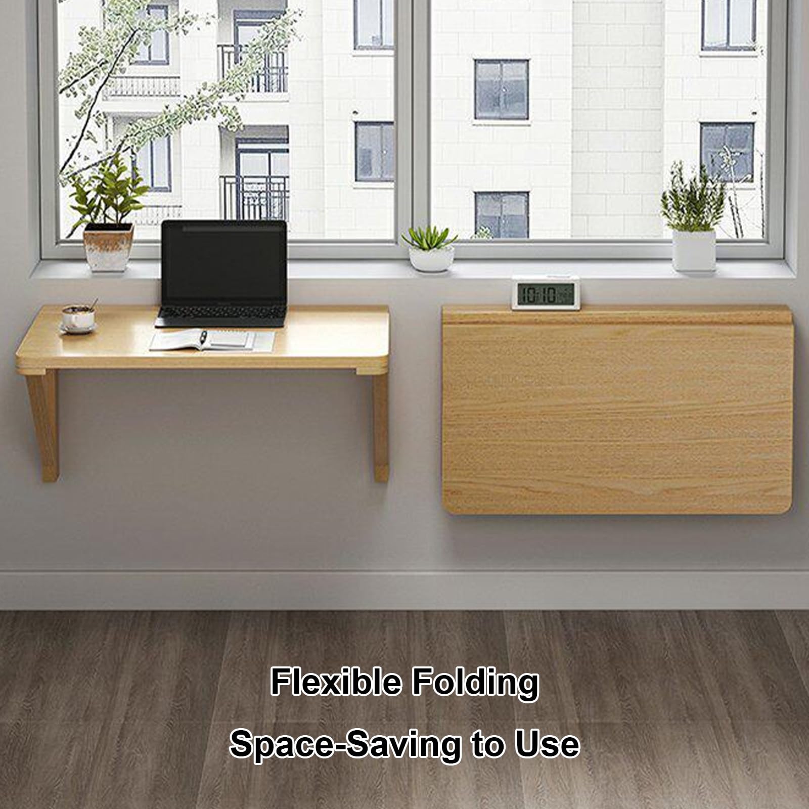 Klapptisch Wand aus Massivholz, Wandklapptisch für Kleine Räume, Wandtisch Esszimmer für Arbeitszimmer, Küche, Wohnmobil, Tragkraft: 50kg(60 * 45cm/24 * 18in)