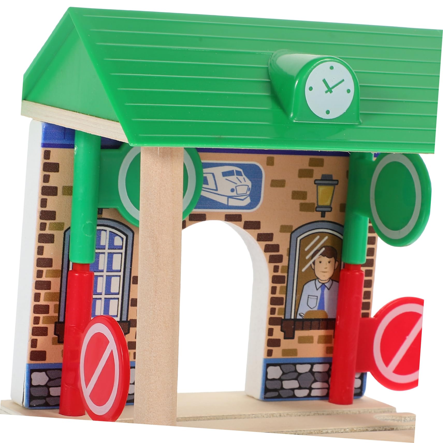Toyvian Accesorio Superficie Pulida y Resistente de Estación de Tren de Juguete de Madera para Juegos Infantiles en Interiores y Exteriores