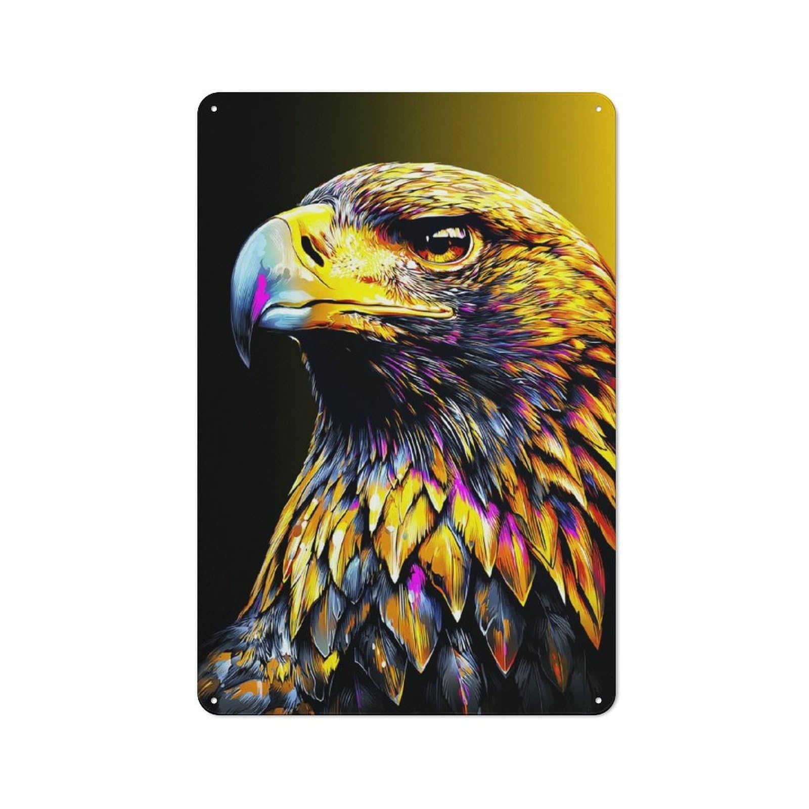 Junmoney Colorful Eagle Portrait Vintage Tin Wall Plaque 30X20cm For Studio Or Craft Room, For Garage, Workshop And Man Cave Decoration