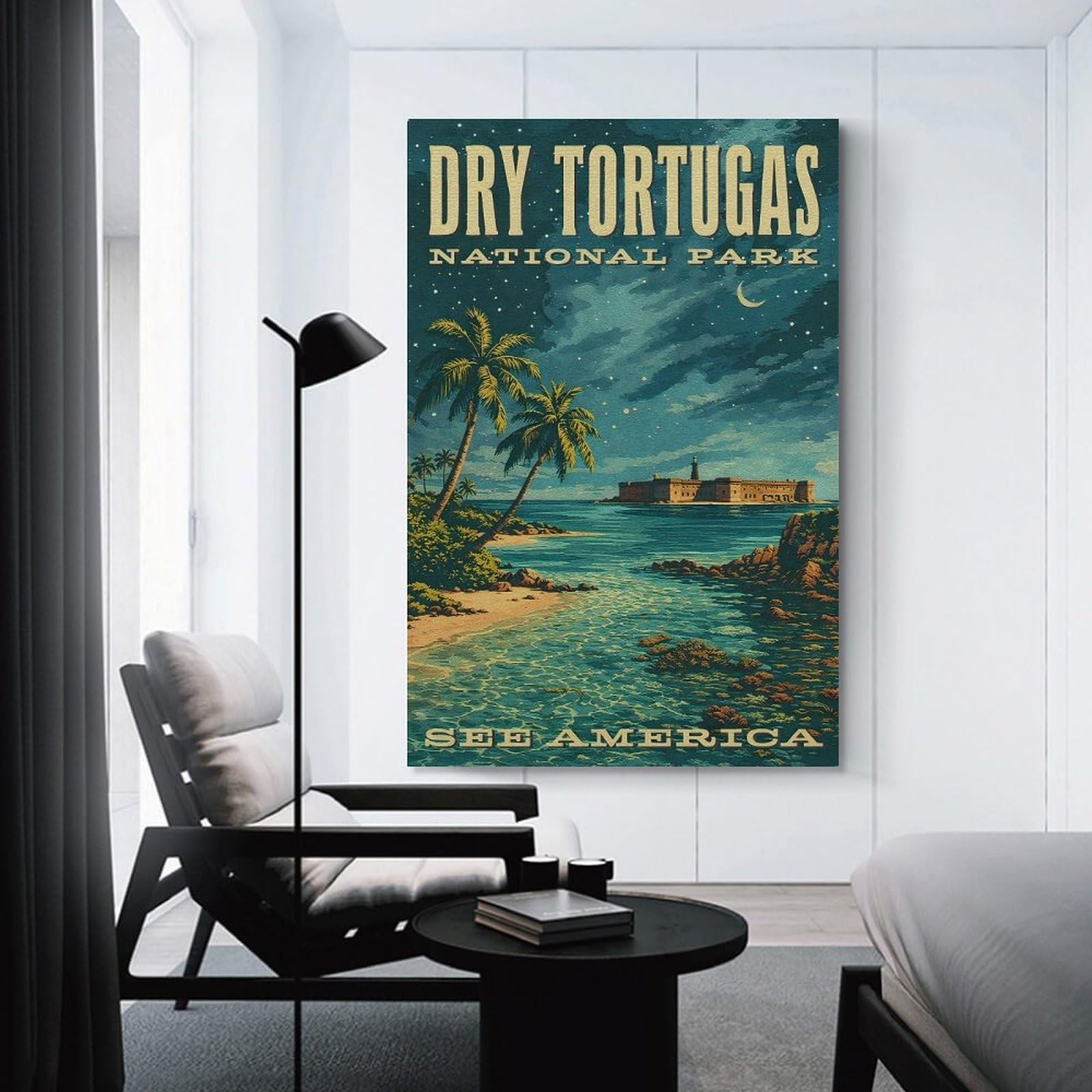Junmoney Wall Art Print Dry Tortugas National Park Vintage, 16x24inch(40x60cm), for Hallway, Bedroom Or Modern Interiors, Thoughtful Wall Decor for Art Lovers