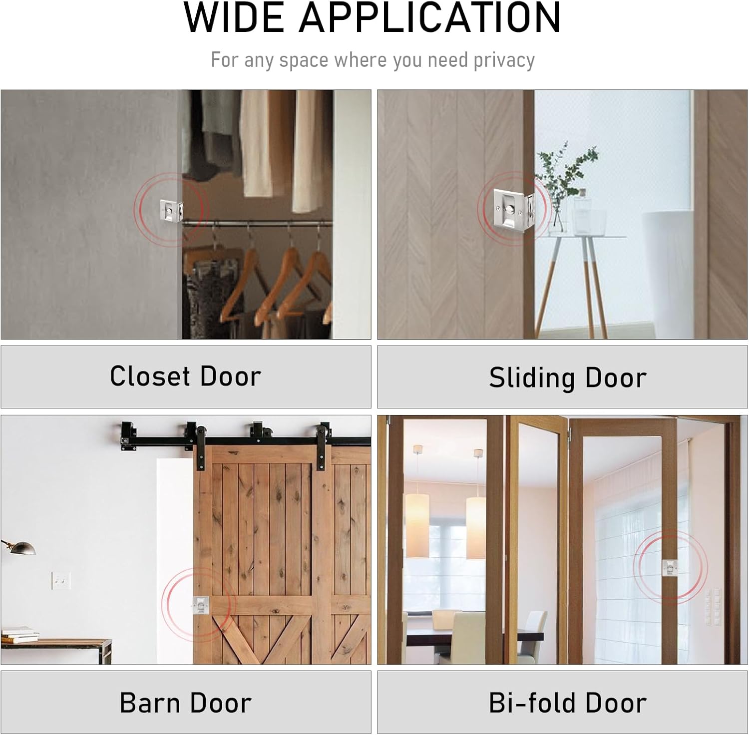 HOME MASTER HARDWARE Privacy Pocket Door Lock Hardware with Pull Replace Old Sliding Door Locks/Solid Brass Pocket Door Privacy Lock 2-3/4”x2-1/2”, for 1-3/8” Thickness Door, Brushed Nickel -1 Pack