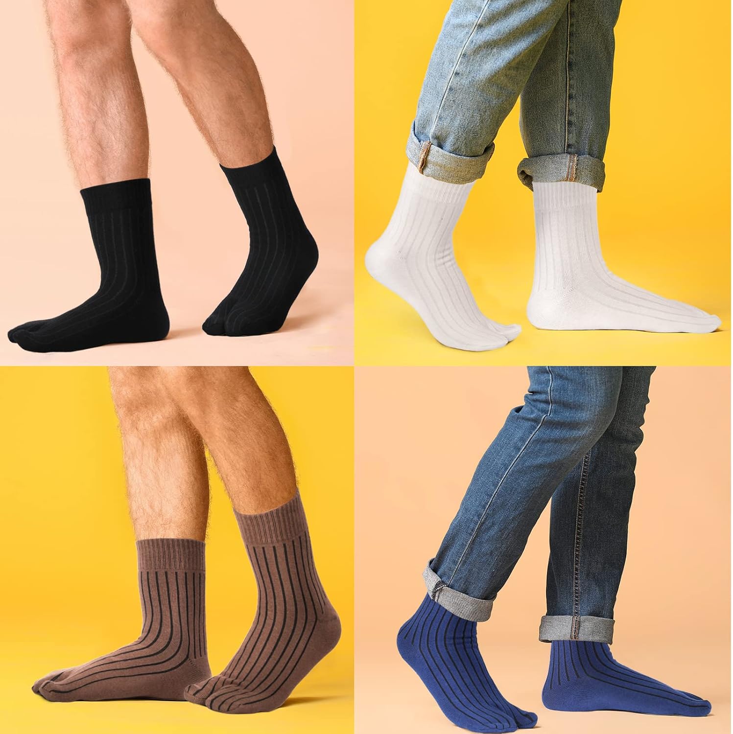 Bencailor 5 Pairs Tabi Socks Women Men Flip Flop Unisex Cotton Tabi Toe Elastic Two Toe Ankle Socks Casual Sandal - Image 7