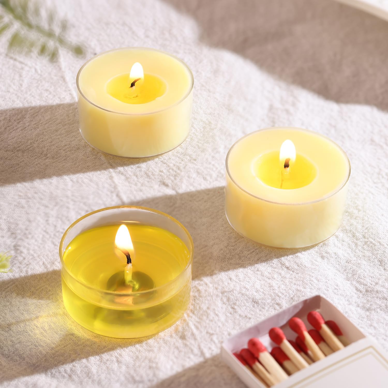 Scented Tea Lights Candles, Lemon Zest, 8 Pack – Soft Yellow Scented Tealight Candles – 100% Palm Wax, 6 Hour Burn Aromatherapy Tea Light Votive Candle for Holiday Brunch, Kitchen Decor, Summer Fresh