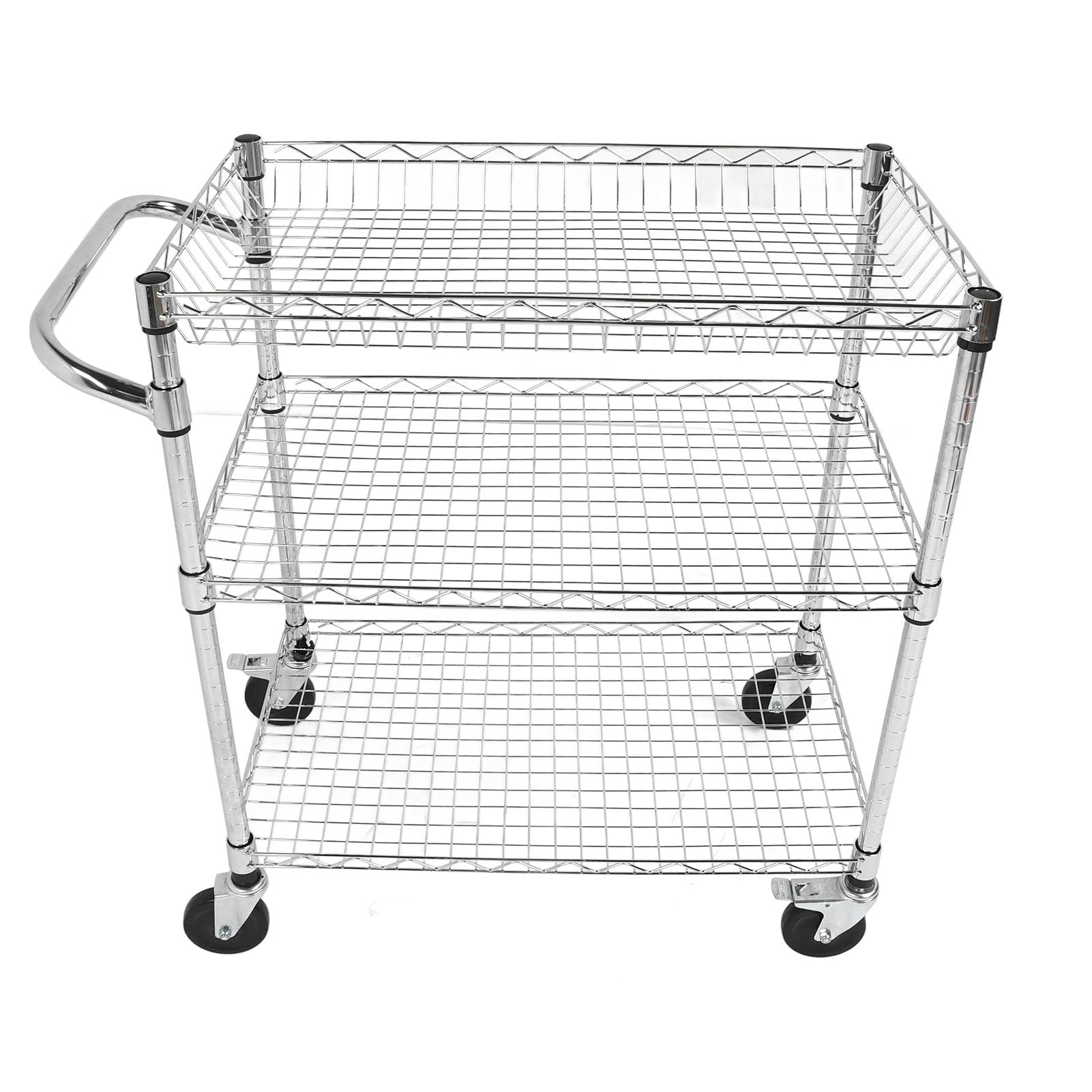 Ausla Carrello Portaoggetti con Rotelle, Carrello Portaoggetti con Rotelle a 3 Livelli in Acciaio Al Carbonio con Ripiani e Clip Regolabili, con in Metallo per Cucina Sala da Pranzo Garage Ufficio