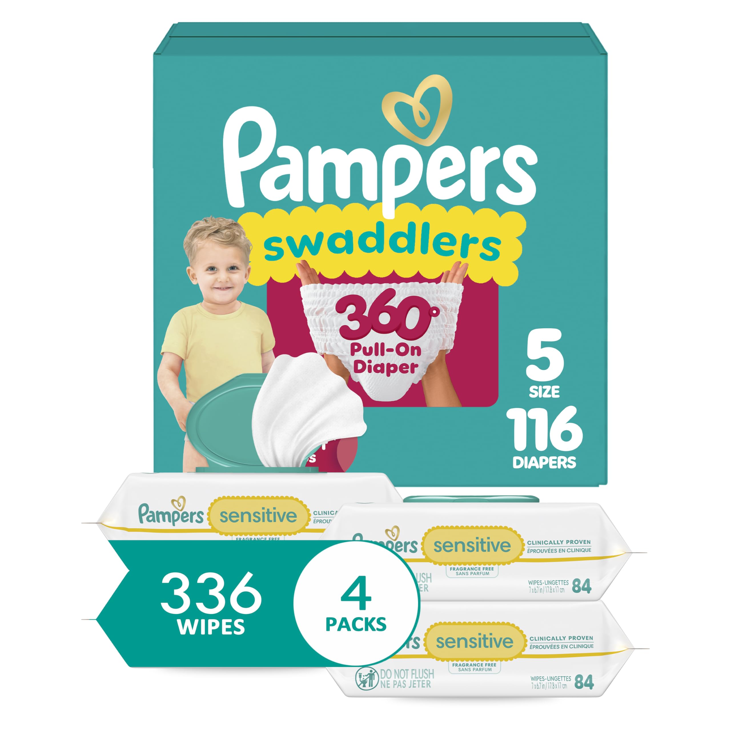 Amazon.com: Pampers Swaddlers 360 Pull-On Diapers, Size 5, 116