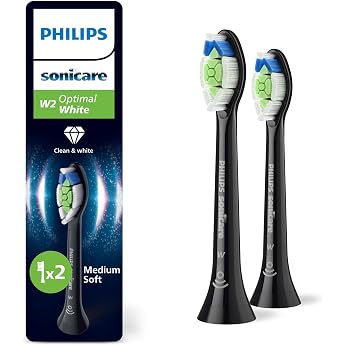 Philips Sonicare W2 Optimal White Original Replacement Brush Heads Black Pack of 2 HX6062/88
