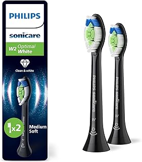 Philips Sonicare W2 Optimal White, Original Ersatzbürstenköpfe, Schwarz, 2er-Pack, HX6062/88