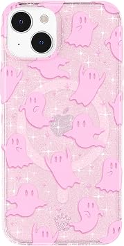 VELVET CAVIAR for iPhone 13 Case Halloween Ghost - Compatible with MagSafe - 10ft Drop Tested - Ghosted Pink Glitter