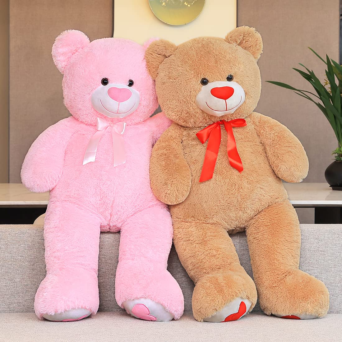 Giant Teddy Miś XL Duży Miś 110 cm Pluszowy Miś W Kształcie Serca Nos Pluszowy Prezent Urodziny Boże Narodzenie Walentynki Jasnobrązowy