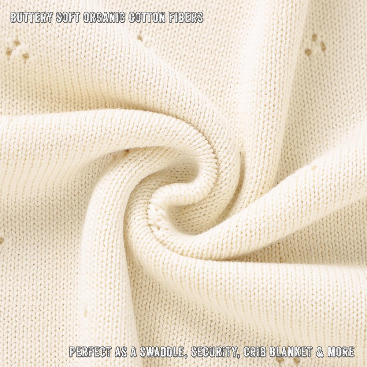 Baby Gift Set - Organic Cotton Newborn Blanket Essentials, Thoughtful Baby Shower & New Baby Gift for Boys & Girls (Pointelle - Butter Cream)