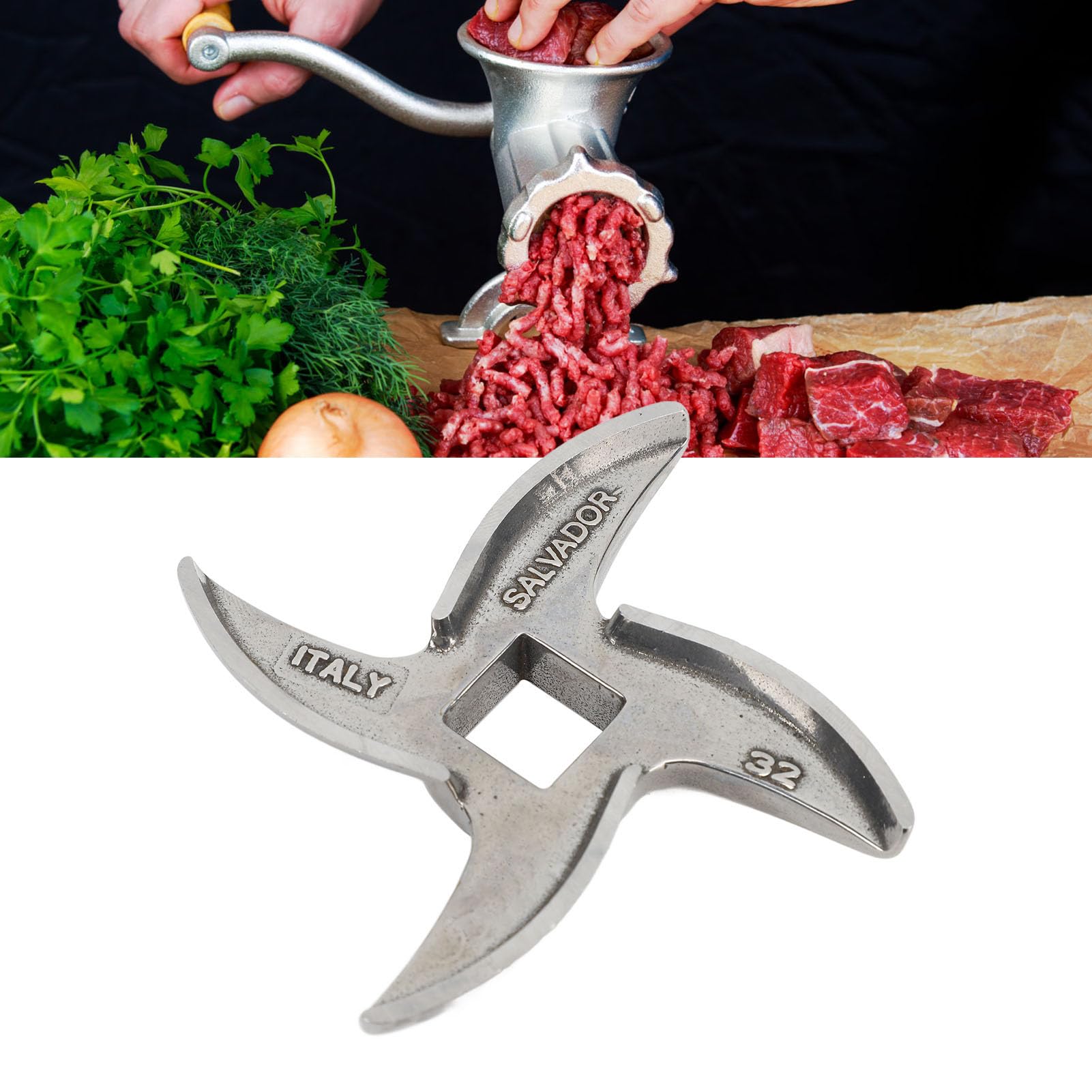 Cuchilla Cortadora para Picadora de Carne de Acero Inoxidable, Tamaño 32, Larga Vida útil, Corte Rápido de Precisión, Funcionalidad Versátil para Moler Carne