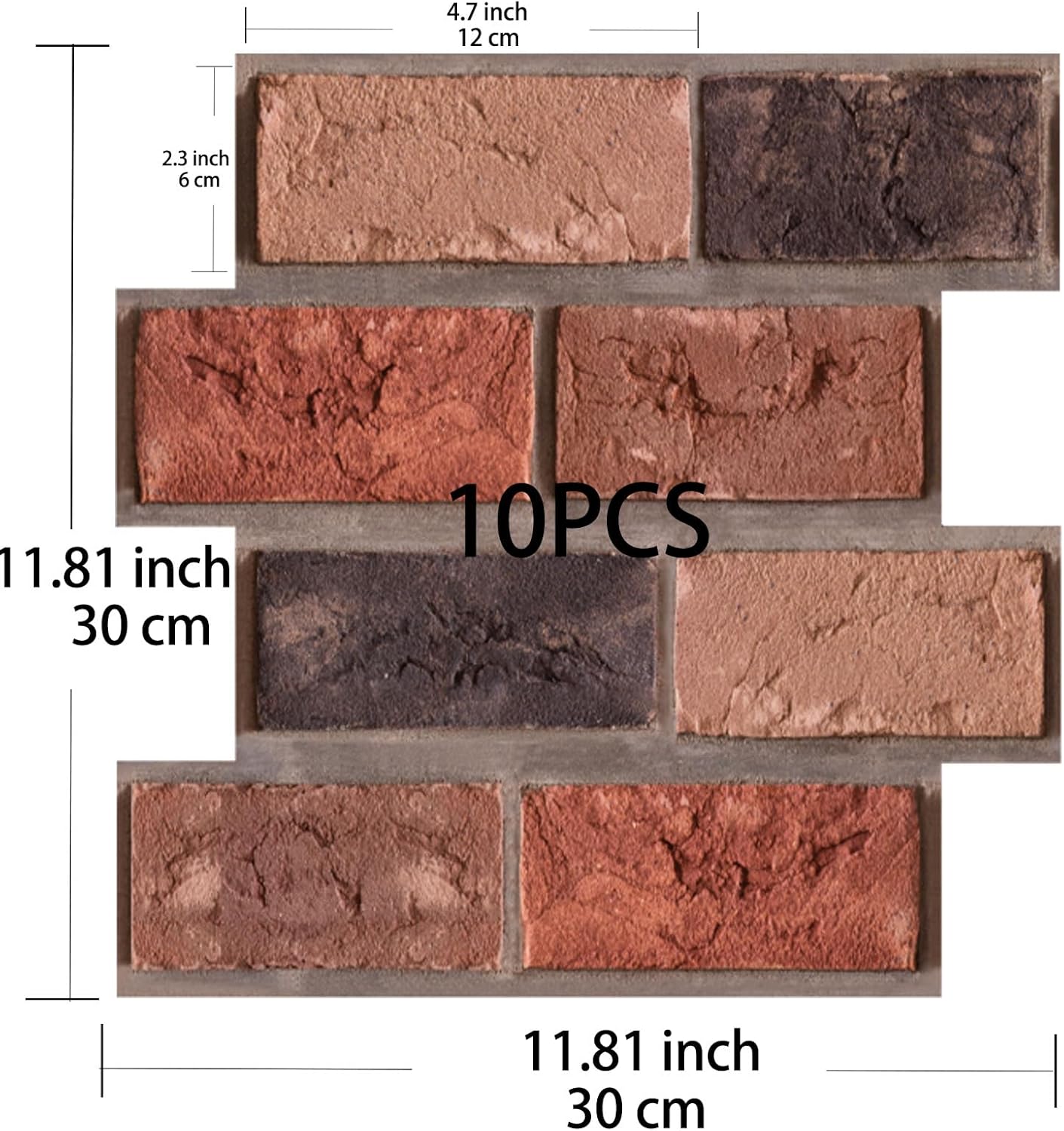 3D Wallpaper Peel and Stick, 3D wall Panels,3D Self-Adhesive wallpanel,Waterproof Self Adhesive Decorative Wall Panels Living Room Wall Decoration (10pcs/Pack 11.81 * 11.81 in