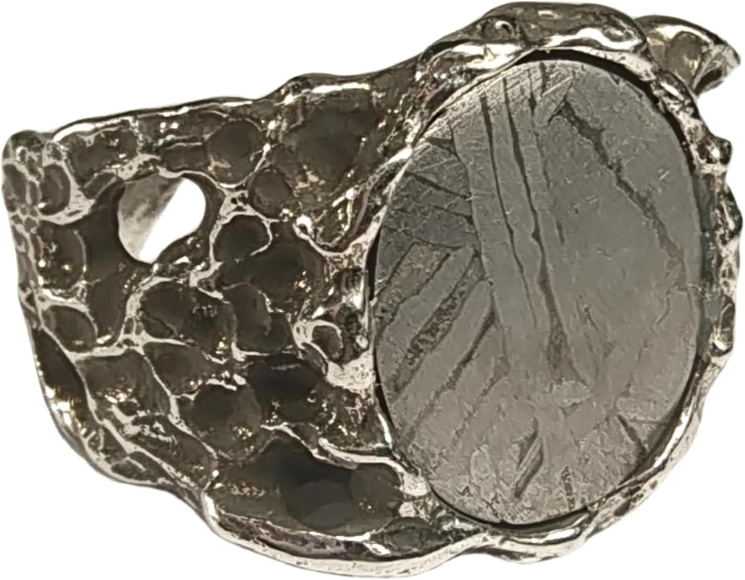 9.5g Muonionalusta meteorite S925 Silver Ring Natural iron meteorite pendant MeteoriteHandmade jewelry Silver Ring -K36