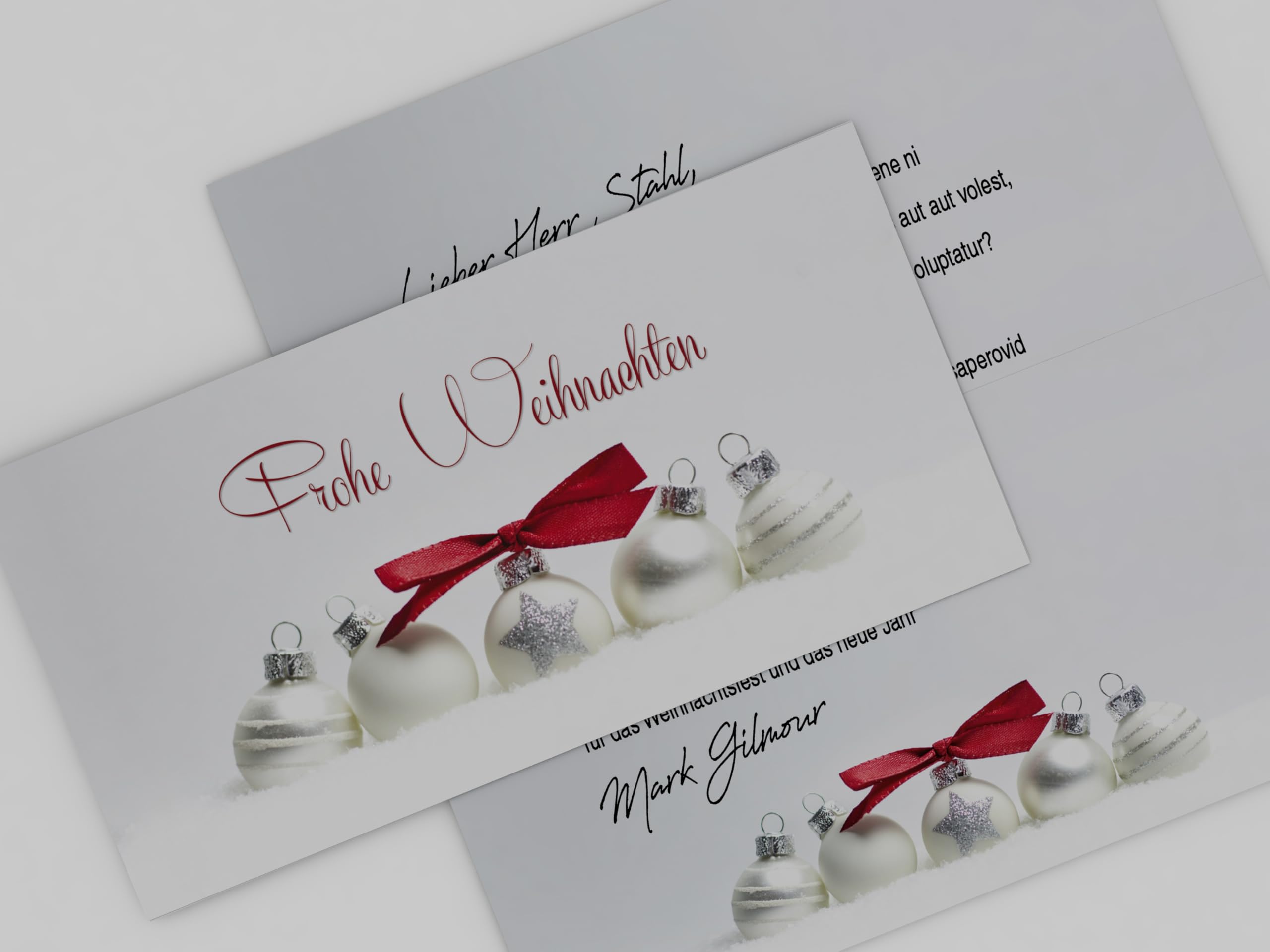 Weihnachtskarten mit Umschlag | Pure Silver | 50 Klappkarten DIN LANG mit bedruckbrem Einleger + 50 Kuverts OHNE FENSTER | Weihnachtskarten-Set