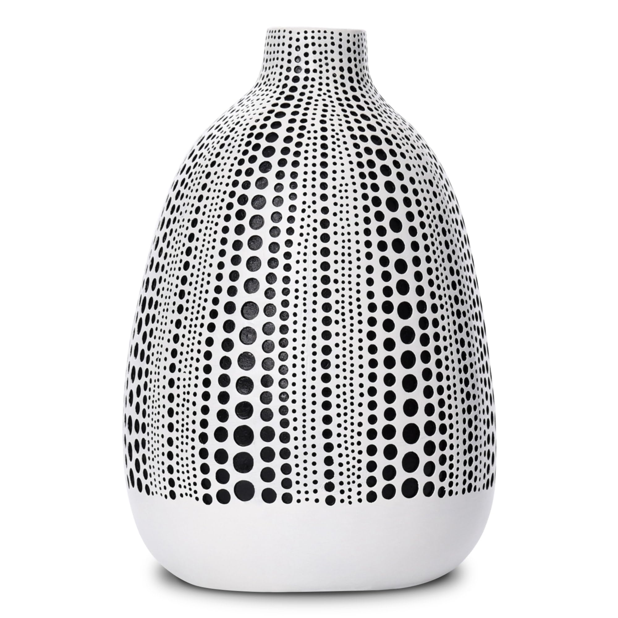 Vaso moderno a pois testurizzati in bianco e nero, bellezza imperfetta (bianco)