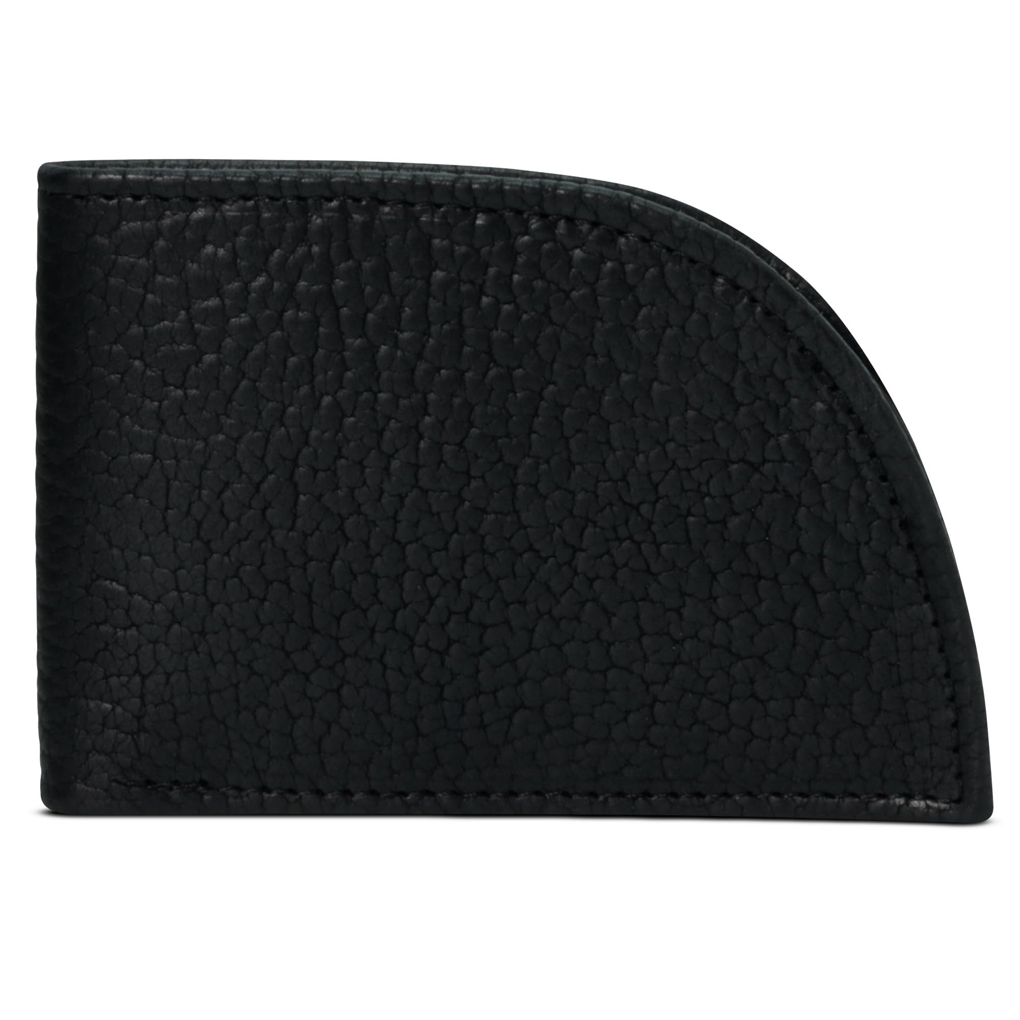 Genuine Bison Leather Wallets for Men - RFID Blocking Curved Men's Front Pocket Wallet w/ 3 Card Slots, Plastic ID Slot, Full Billfold Section & More - Slim Wallets for Men (Black)