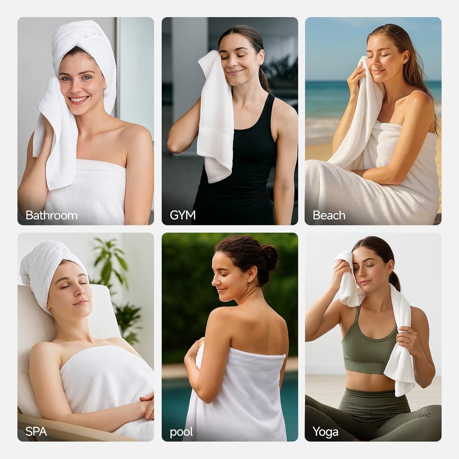REDKISS Cotton Bath Sheets Set of 2-70" x 35" Extra Large Soft Bath Towel for Adults, Absorbent & Lightweight, Fluffy, Quick Drying Shower Towels for Bathroom, Pool, Yoga & Daily Use, White