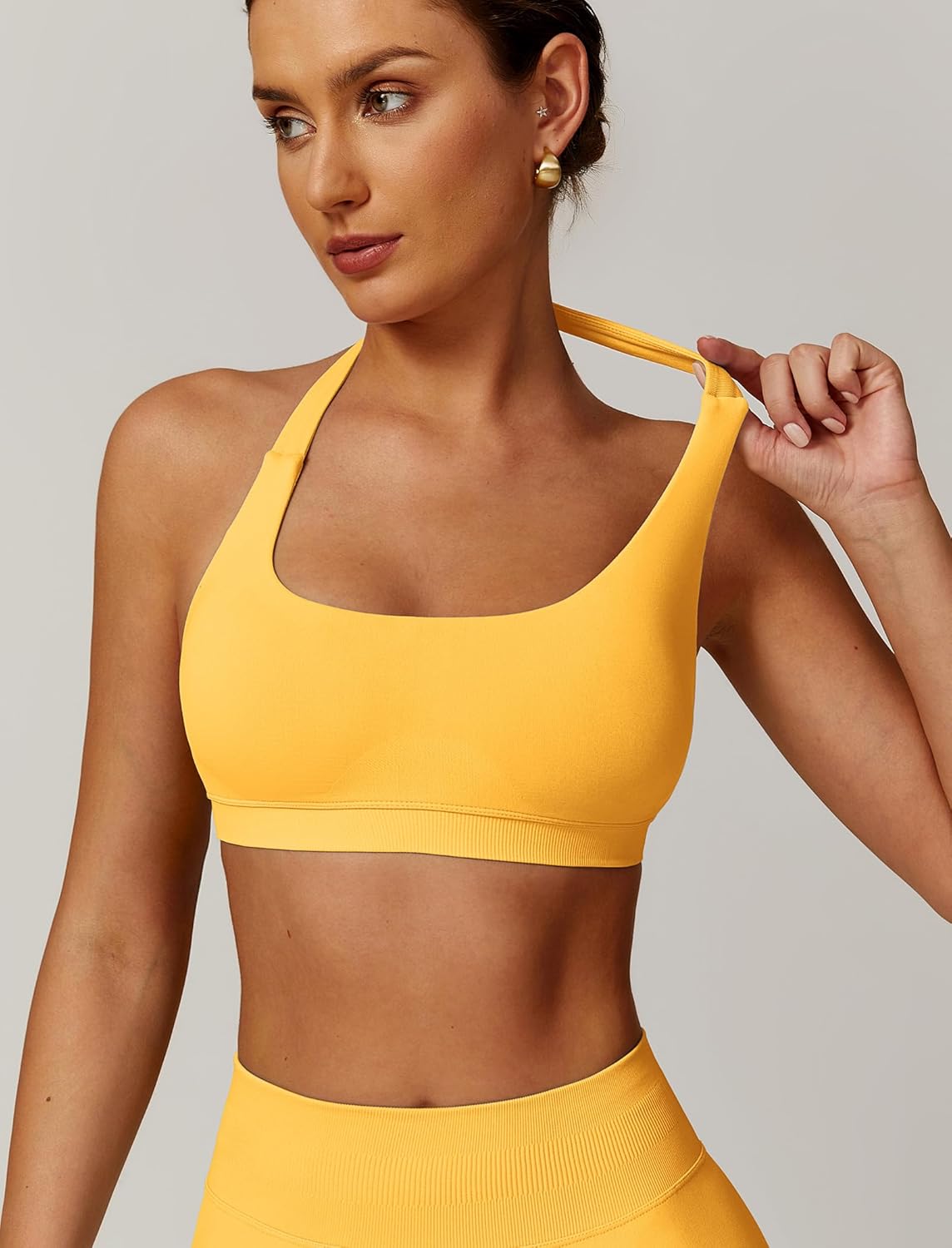 ABOCIW Women Seamless Halter Sports Bra Open Back Padded Gym Workout Crop Tank Tops Low Impact Bra