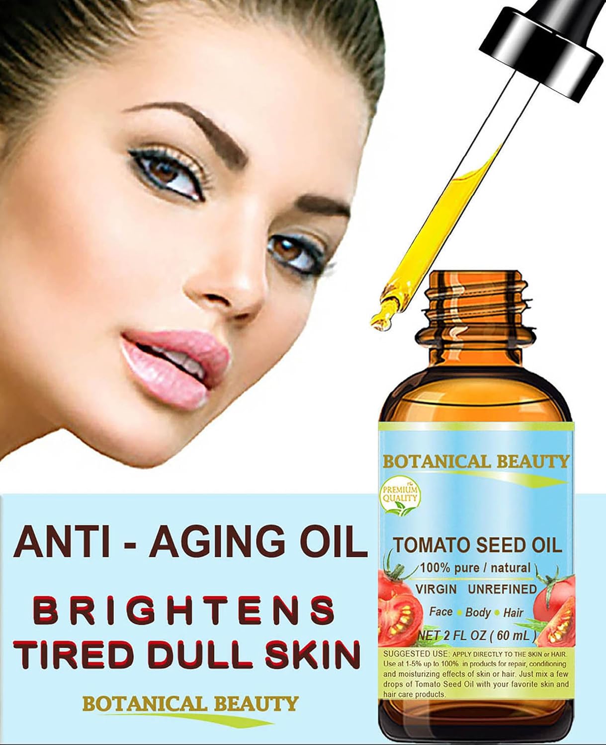 Botanical Beauty TOMATO SEED OIL 100% Pure Natural Virgin Unrefined Cold-pressed Carrier Oil for Face, Skin, Body, Hair, Lip, Nails. Rich in Vitamin E, Lycopene (4 Fl Oz)