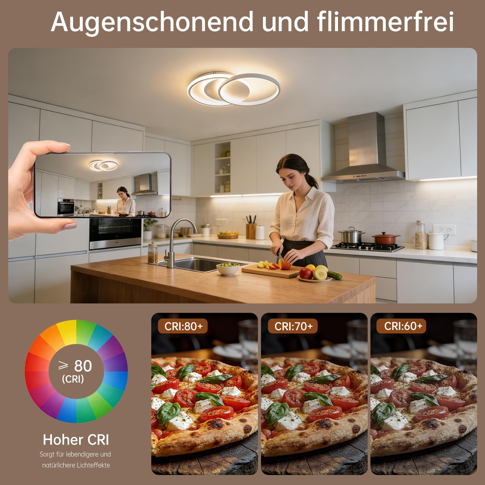BAYHT LED Deckenleuchte Dimmbar 35W 3500LM, Moderne Deckenlampe mit Fernbedienung, 3000K-6500K, Nachtlicht & Memory-Funktion, 45×30cm, für Wohnzimmer Schlafzimmer Küche