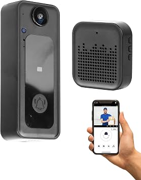 2024 Newly M3 Smart Doorbell Wireless, Smart Recognition Alerts, Remote Real Time Monitoring, HD Video Visual Doorbell Camera for Home Security,Battery Powered, Small,