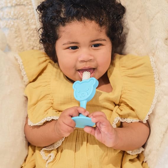 oogiebear 360 Training Soft Silicone Toothbrush & Teether, 0-2 Years | Premium Patented Teddy Bear Design, Promotes Safe Self-Brushing Choke-Resistant Design Newborns, Infants & Toddlers, BPA-Free