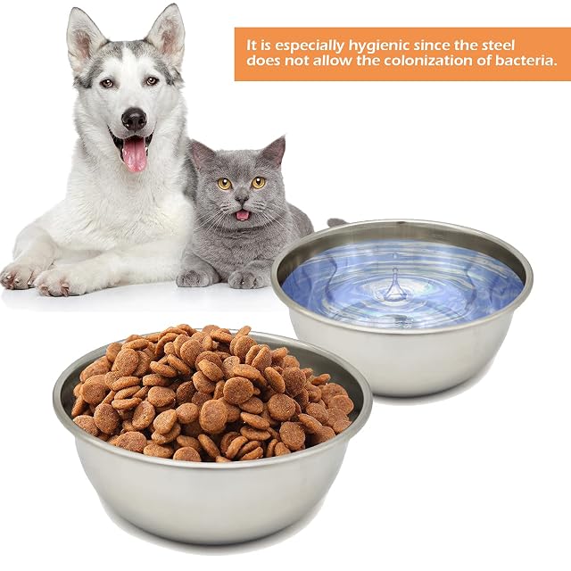 Foto 4 de 5 de BPS 2X Comedero Antideslizante para Perro Gato Bebedero Acero Inoxidable para Mascotas 4 Tamaños (M: Diametro…