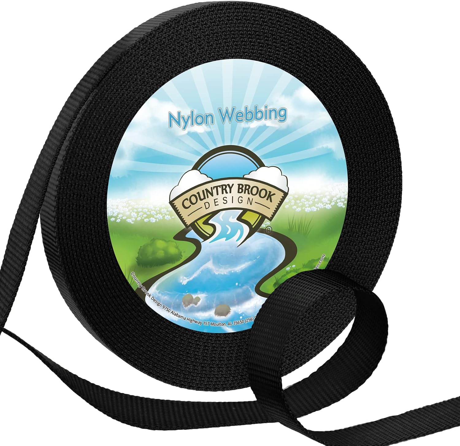 Country Brook Design - Durable 1 Inch Heavy Duty Nylon Webbing - 30+ Vibrant Colors (Black, 10 Yards)
