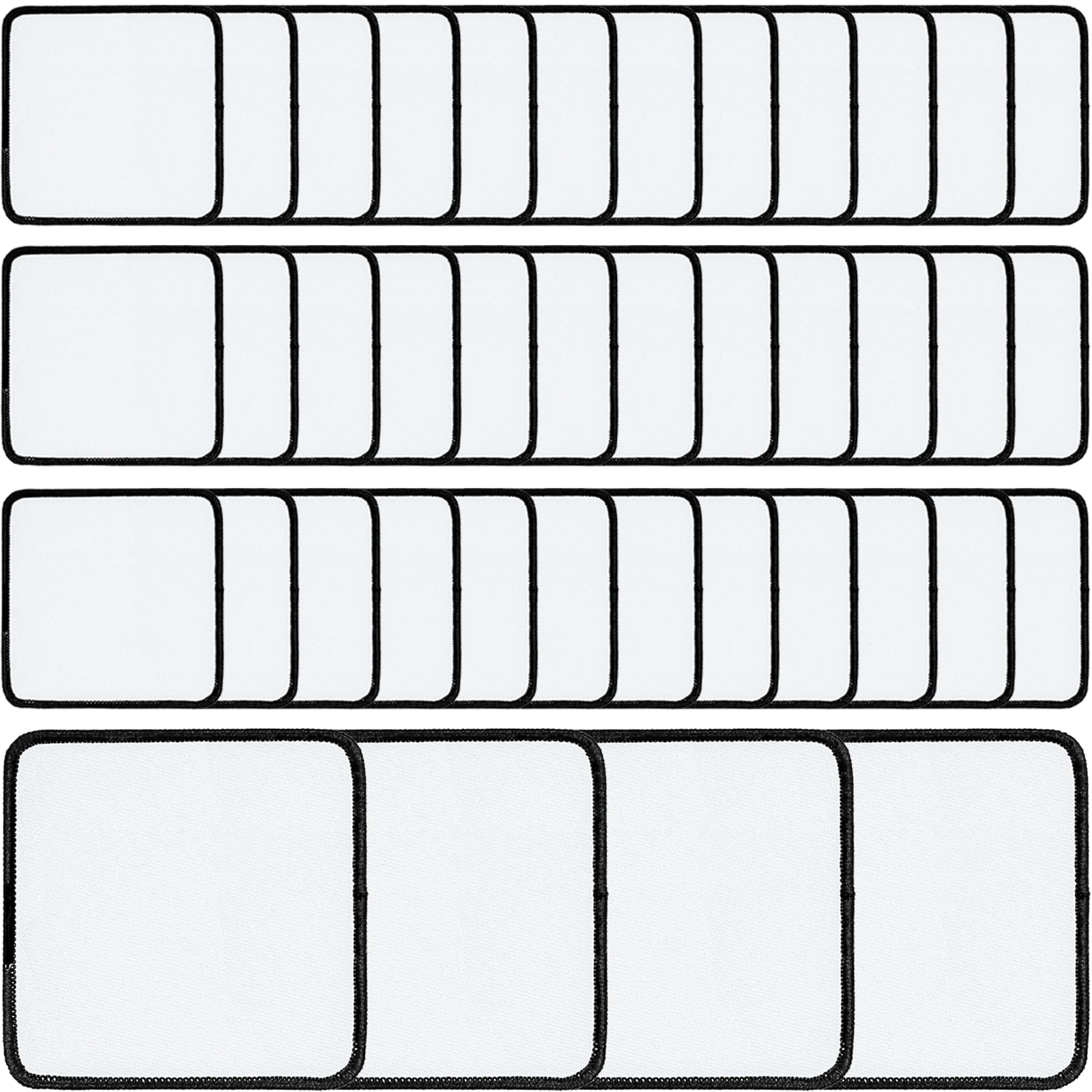 40 parches de sublimación en blanco, parche grande para planchar con borde negro, exquisitos parches de tela para sombreros, mochilas, camisetas, proyectos (cuadrados)