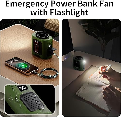 Miniatura 6 de Socool - Ventilador portátil de 14 500 mAh con clip de cinto, rotación 360, recargable, enfriamiento de 67 horas, 5 velocidades, con batería, luz,