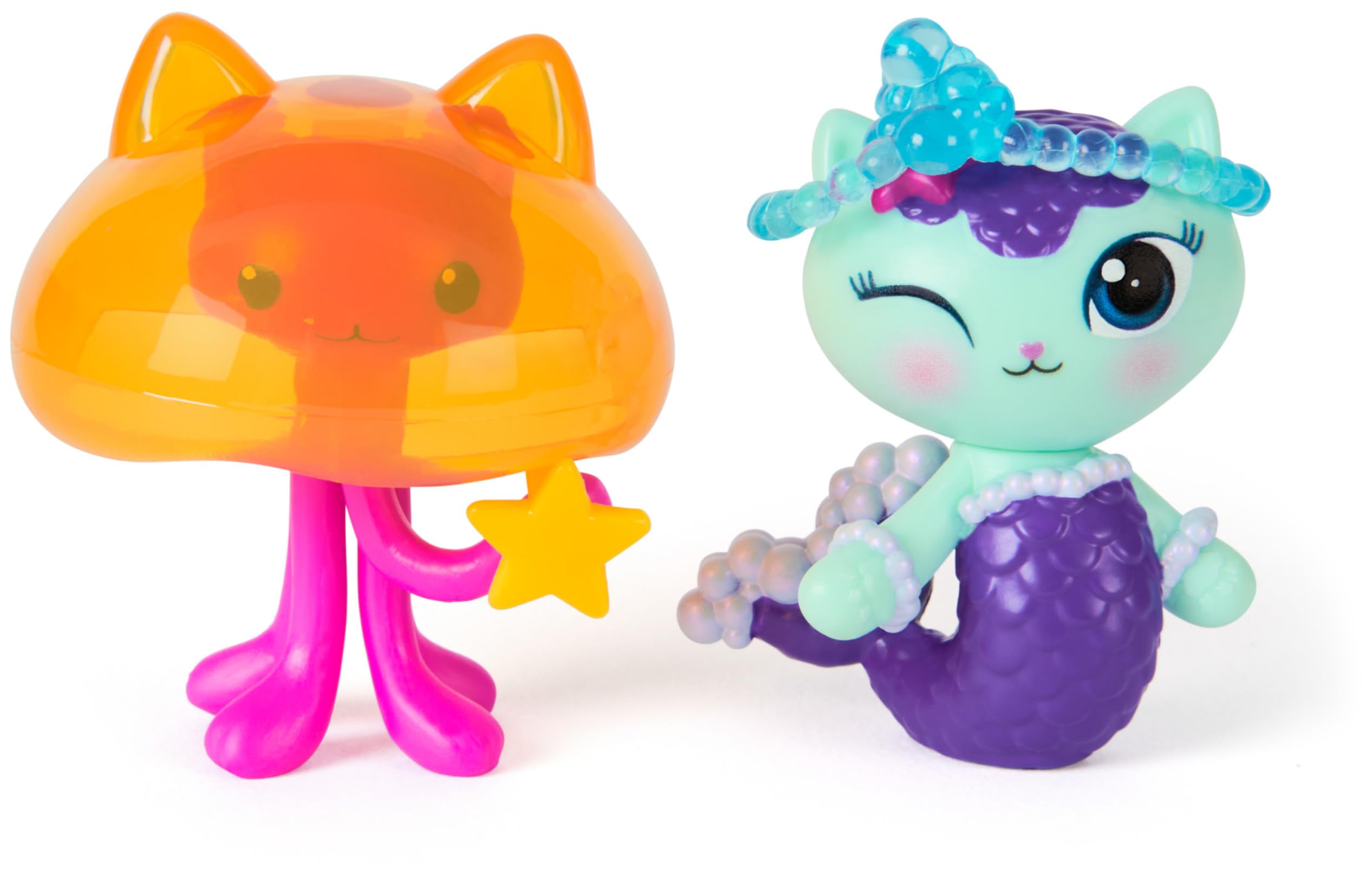 Gabby's Dollhouse: The Movie, MerCat and Kitty Jellyfish, Toy Figures with 2 Accessories, Kids Toys for Girls and Boys Ages 3 and Up