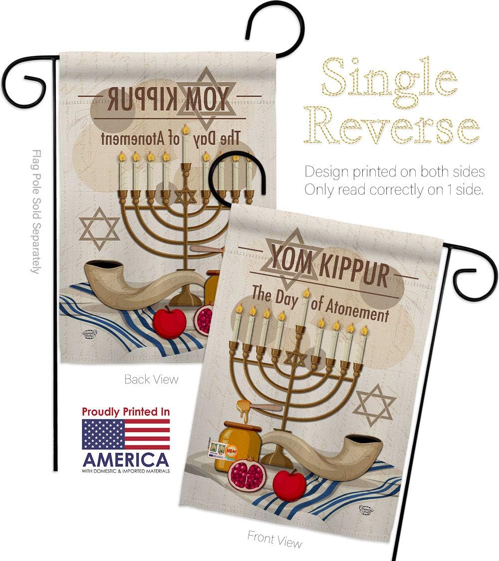 Yom Kippur Garden Flag Set Wall Holder Religious the Day of Atonement in Judaism Repentance Prayer Small Decorative Gift Yard House Banner Double-Sided Made USA 13 X 18.5