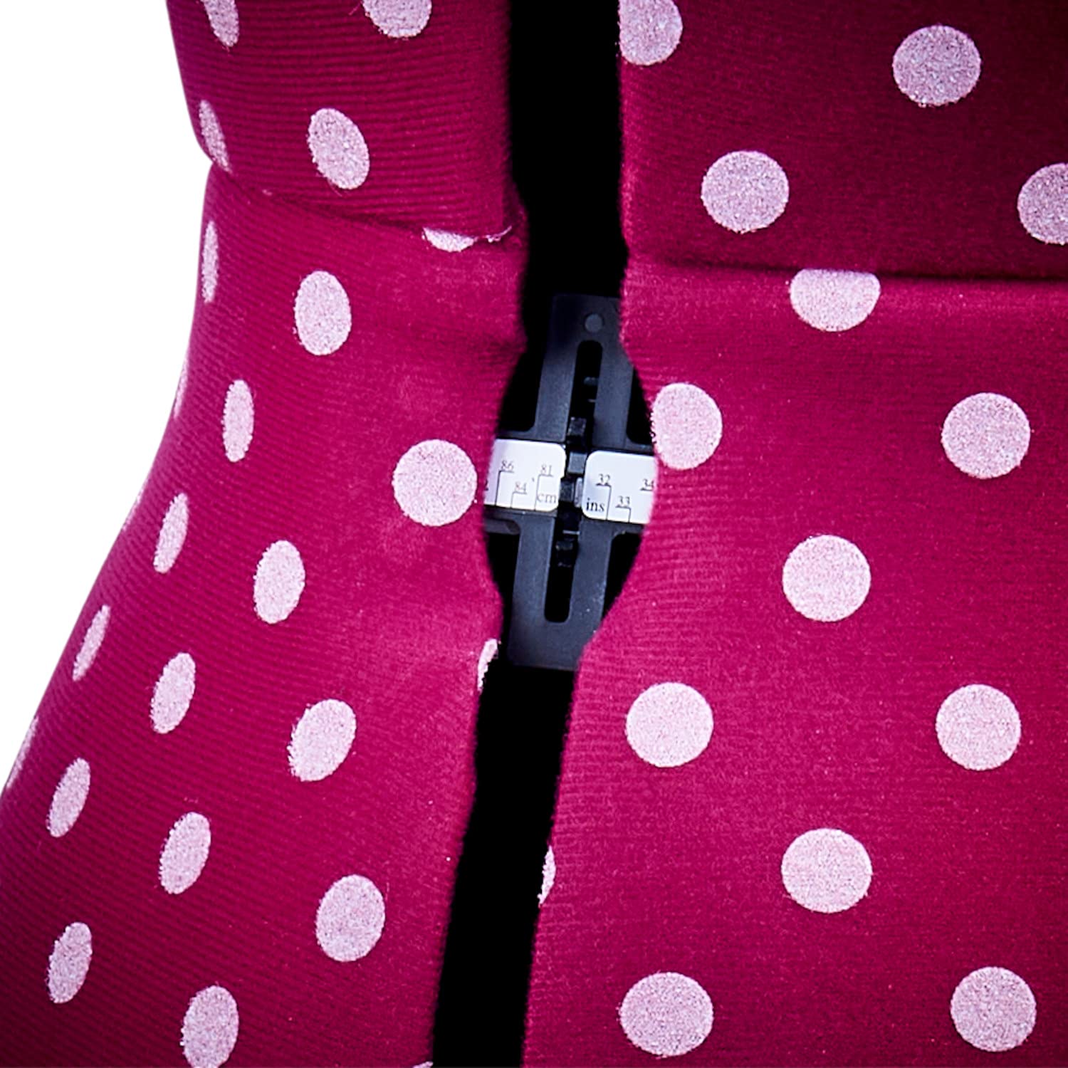 Maniqui Costura Ajustable Lunares Cerise 8-Partes | Pequeño (S) [Talla EUR 38 a 44]