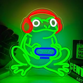 Gamer Frog Neon Signs for Wall Decor Dimmable Game Neon Light Sign USB Powered Funny LED Signs Frog Lamp Decor for Game Room,Bedroom,Man Cave Wall Gifts