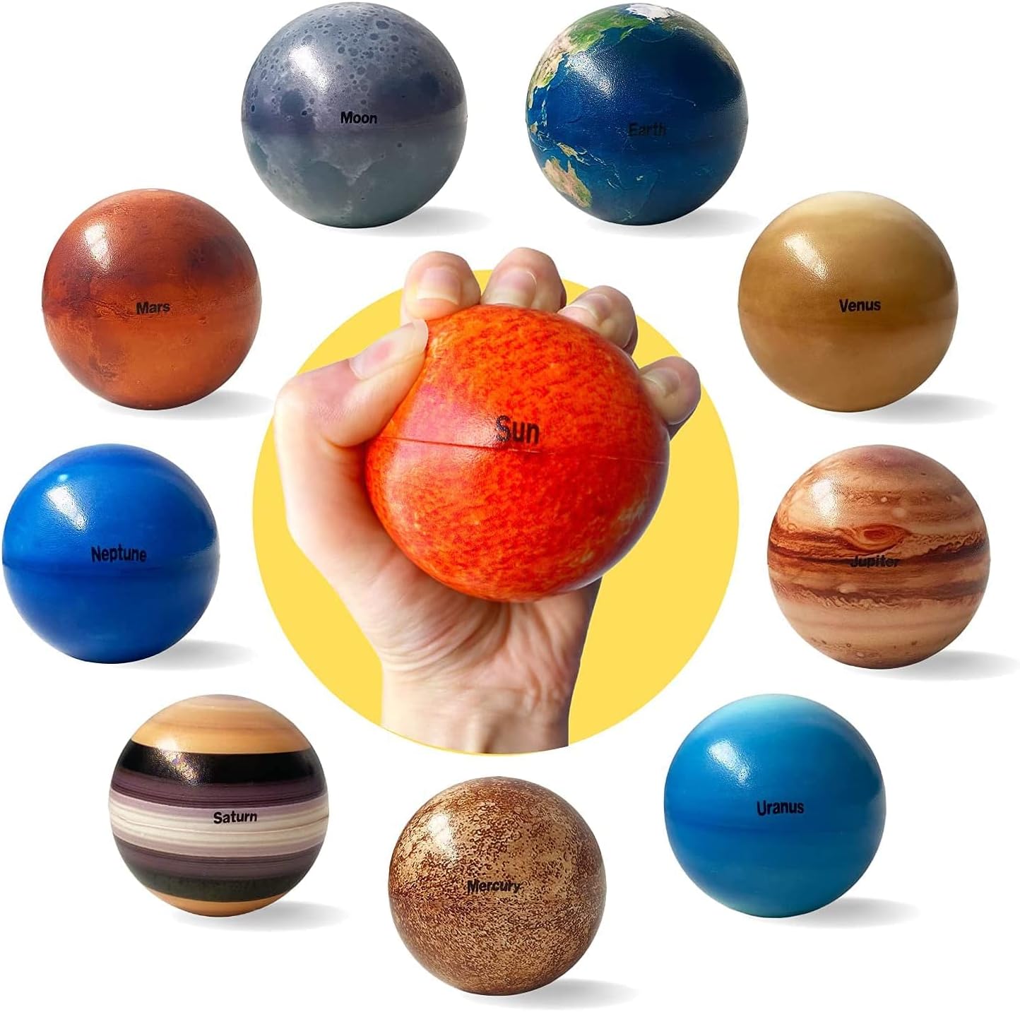 HEMOTON Solar System Squeeze Balls - Educational Squishy Planet Set For Kids Learning