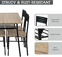 Vista 3 de 5 Piece Dining Table Set, 43" Dinning Table Sets for 4, Wooden Kitchen Table Set with Metal Frame & Storage Rack, Rectangular Table and 4 Chairs Set
