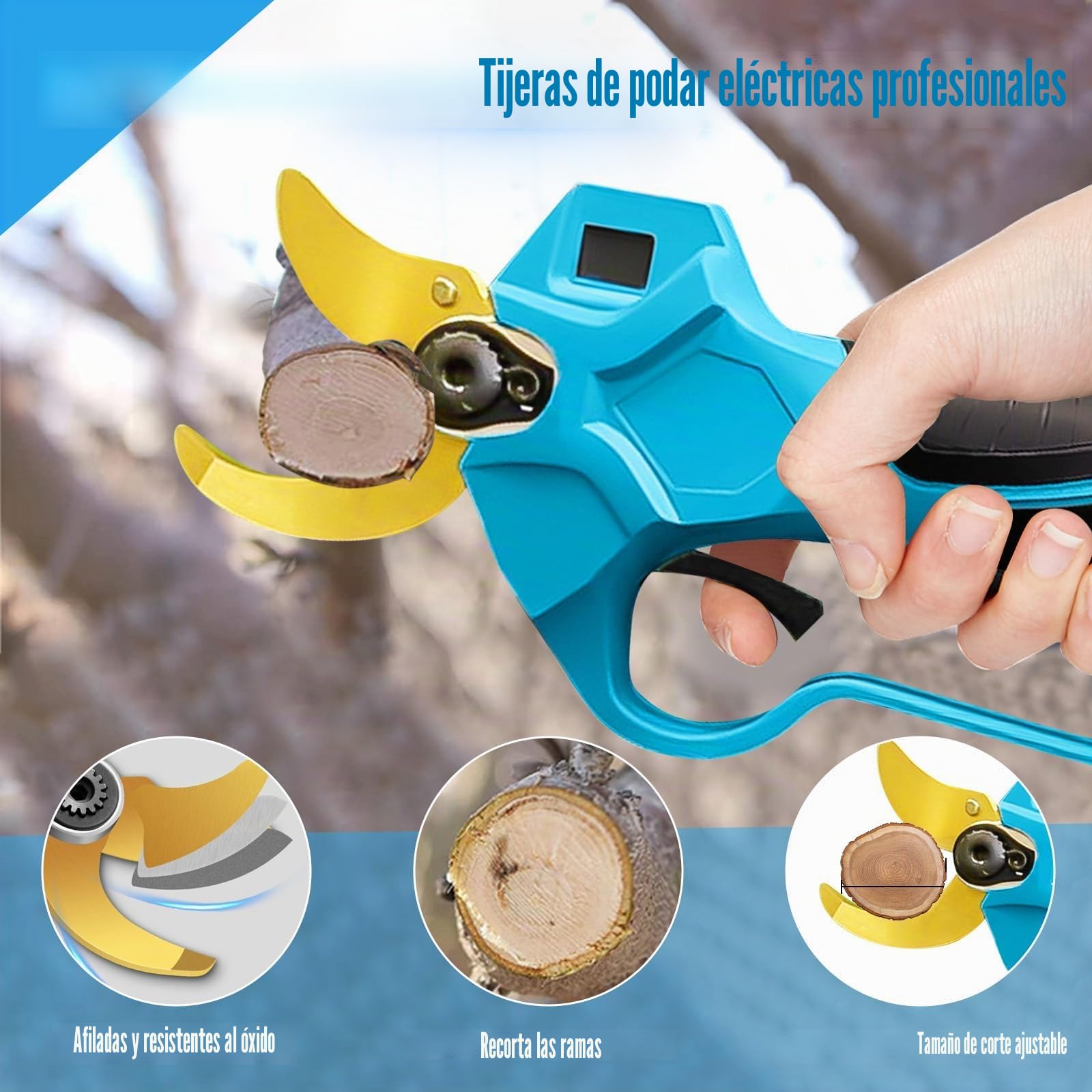 Tijeras de Podar Eléctricas Compatible con Makita,Diámetro Máximo de Corte 65 mm, Progresivo Tijeras de Podar con Motor Brushless para Jardinería, Árboles Frutales, Viñedos(Sin Cargador de Batería)