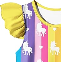 Vista 5 de Vestido corto con estampado 3D de unicornio para niñas pequeñas