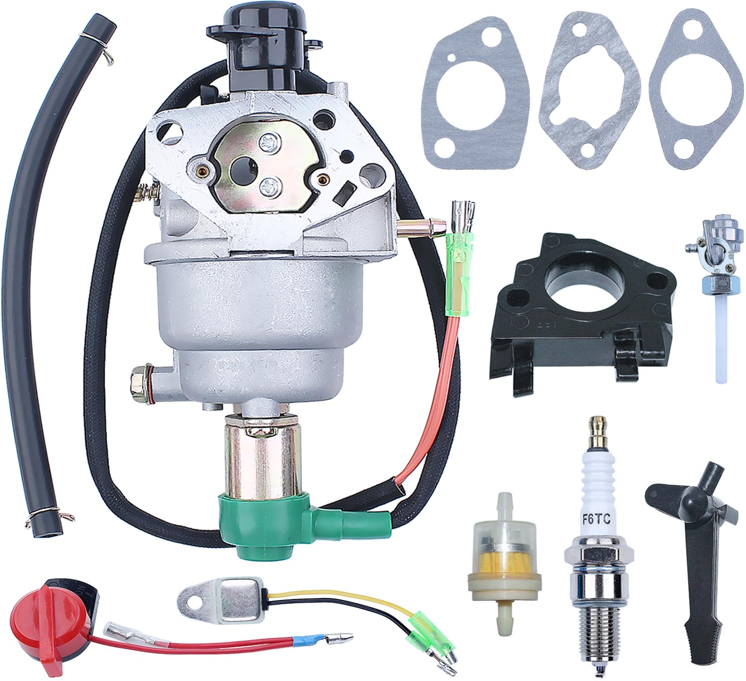 Kit de Carburateur pour Honda GX390 GX340 Moteur, ADEFOL Universel Carburateur avec Bougie d'allumage & Joint & Tuyau et Filtre à Carburant pour Générateur/Moteur 8HP 9HP 11HP 13HP