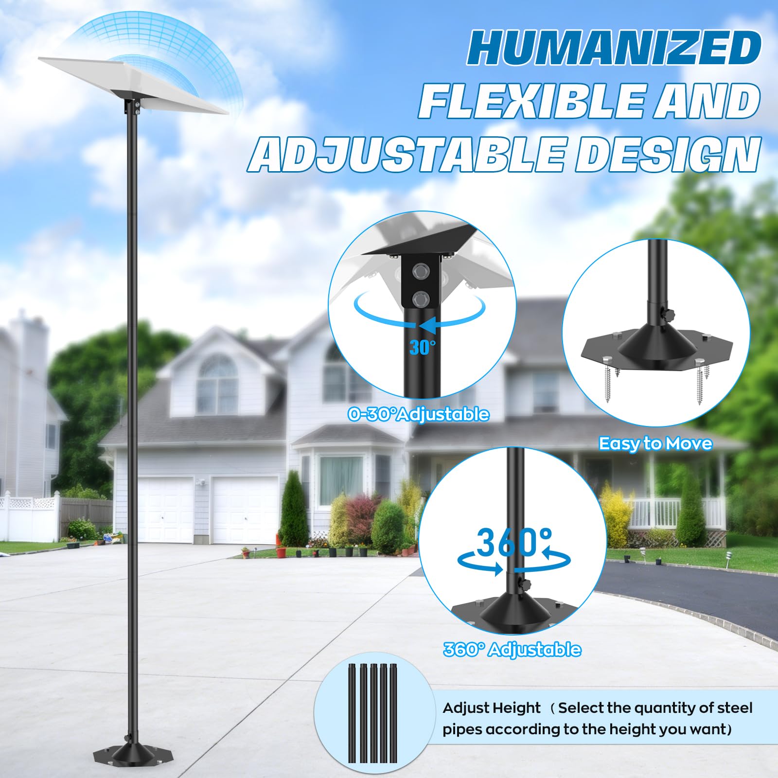 IMAYCC Starlink Gen 3 Mount Plus Long avec design rétractable, support mural Starlink réglable à 360°, angle vertical, adaptateur de tuyau Starlink Gen 3, kit de montage pour kit Internet Starlink Gen