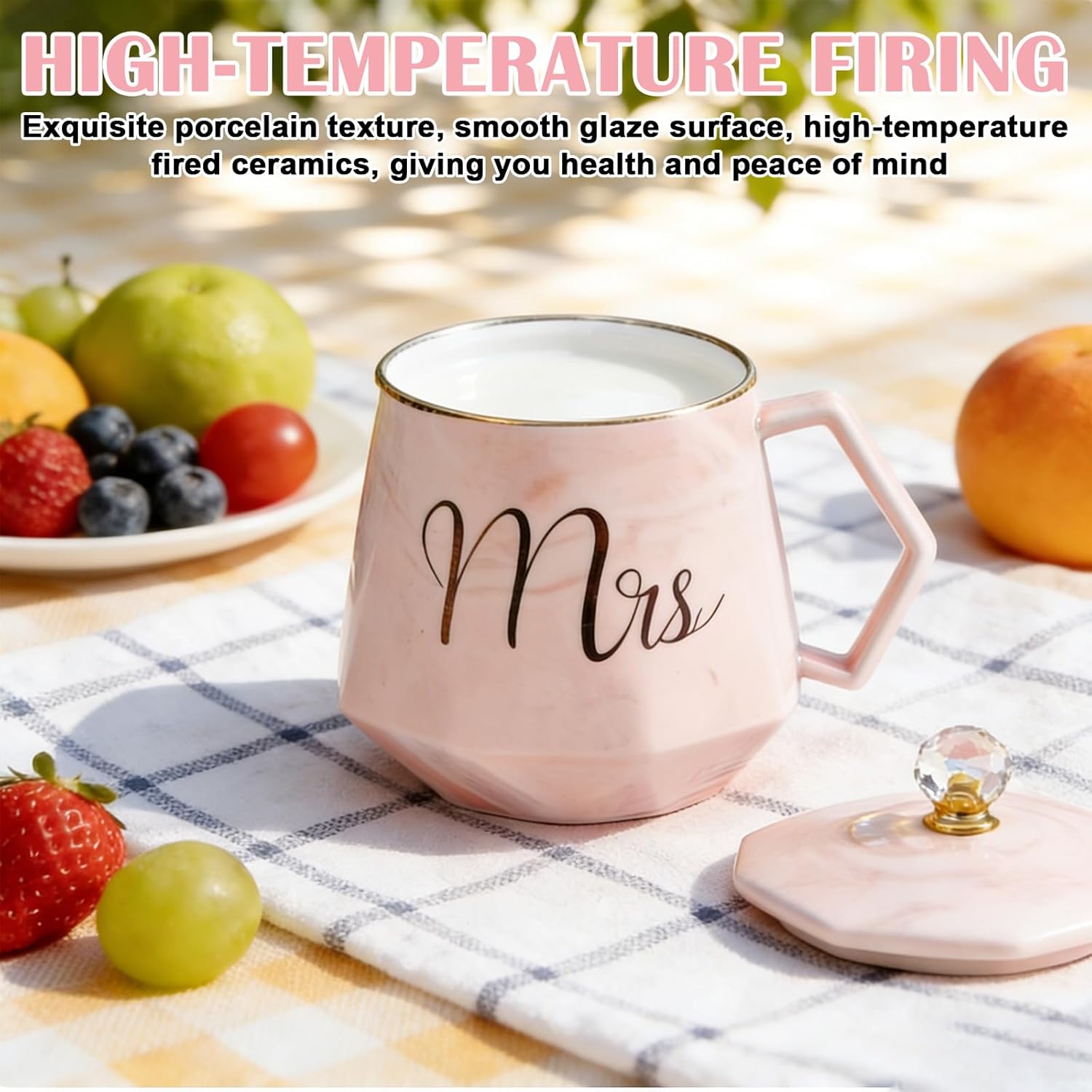 Set of 2 Mr & Mrs Mugs, Wedding Gifts for Bride and Groom with Lid and Spoon, 400 ml Wedding Anniversary Gifts for Valentine's Day, Engagement, Newlyweds, Anniversary, Bride and Groom Friend