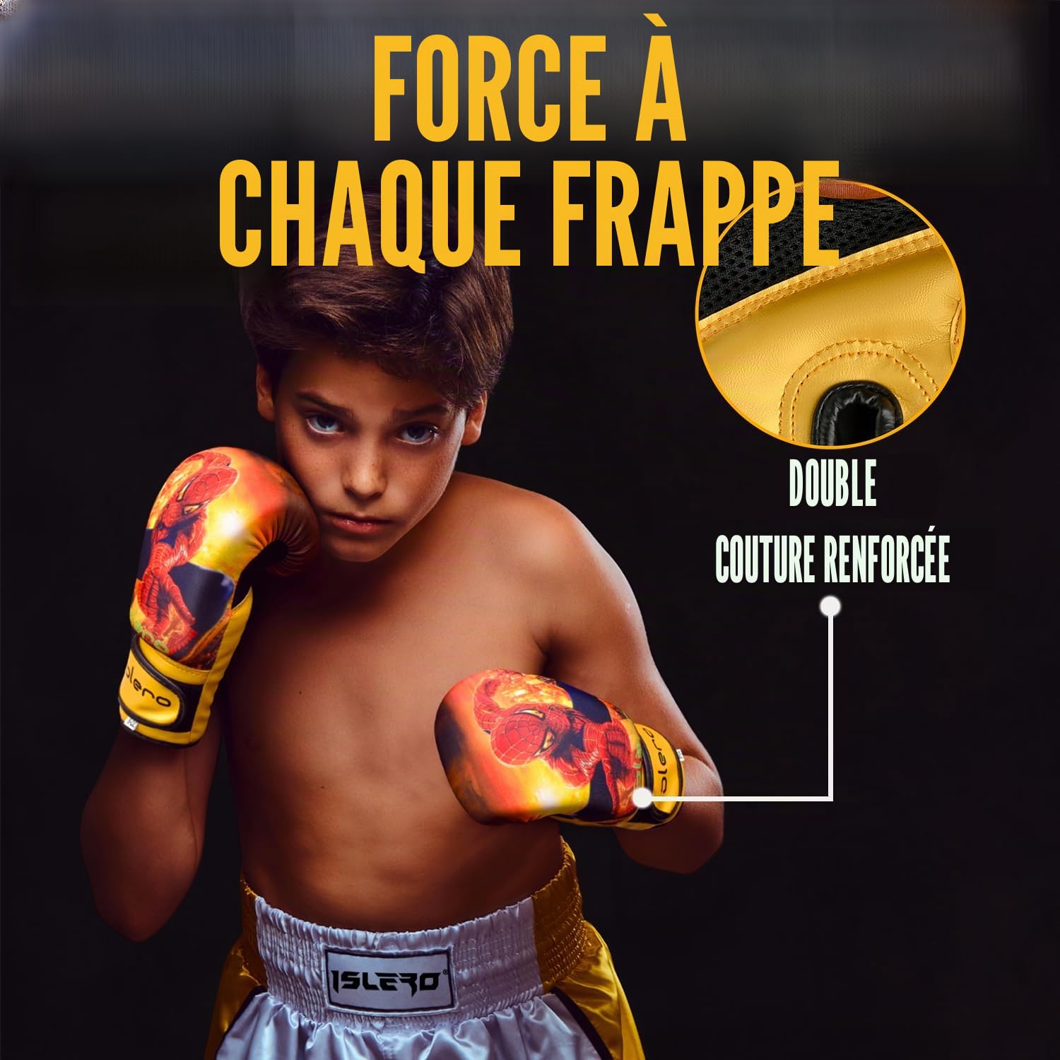 ISLERO Gants de boxe pour enfants Sac de frappe MMA multicouches pour entraînement aux arts martiaux Muay Thaï de 113,4 g 170,1 g 226,8 g.