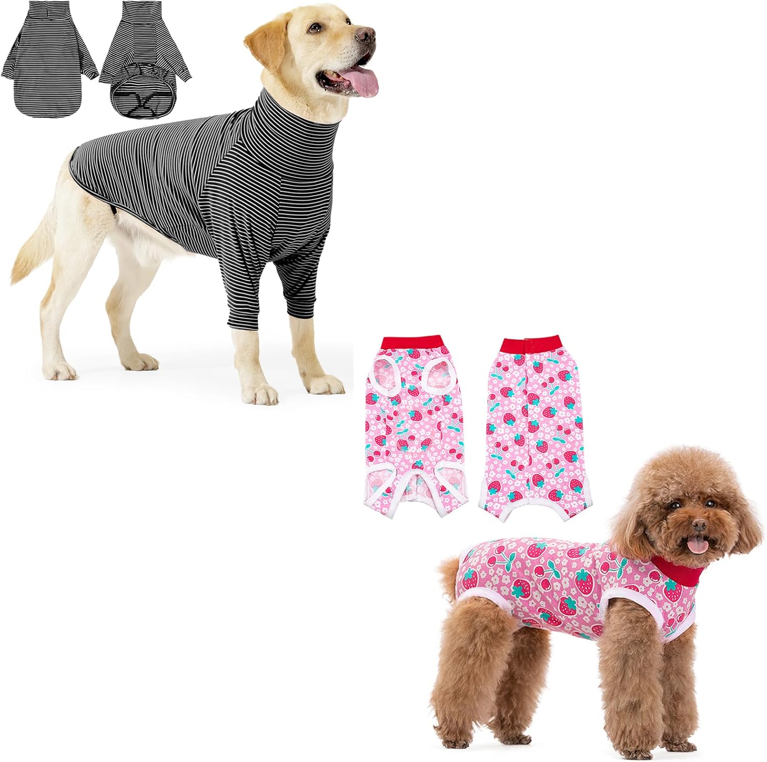 Coppthinktu 2 PCS Recovery Suit for Dogs After Surgery, Dog Onesie Body Suit with Sleeve Surgery Recovery Suit for Female Spay